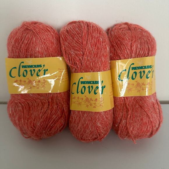 Lot of 3 Red Vintage Reynolds Clover Yarn Linen Light Worsted 135 yards 1.75oz - Picture 2 of 7
